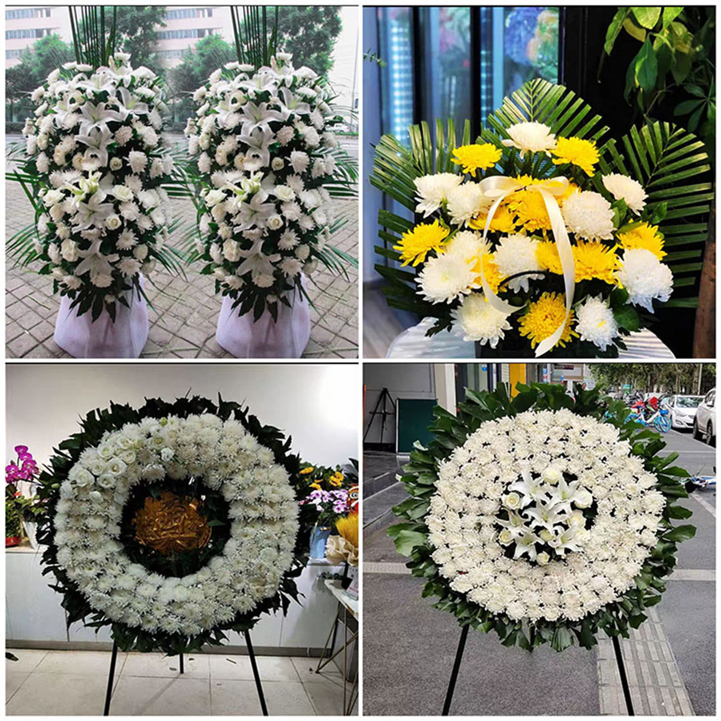 唐山路北区路南区古冶区鲜花同城配送殡仪馆白事花圈祭奠丧事花蓝