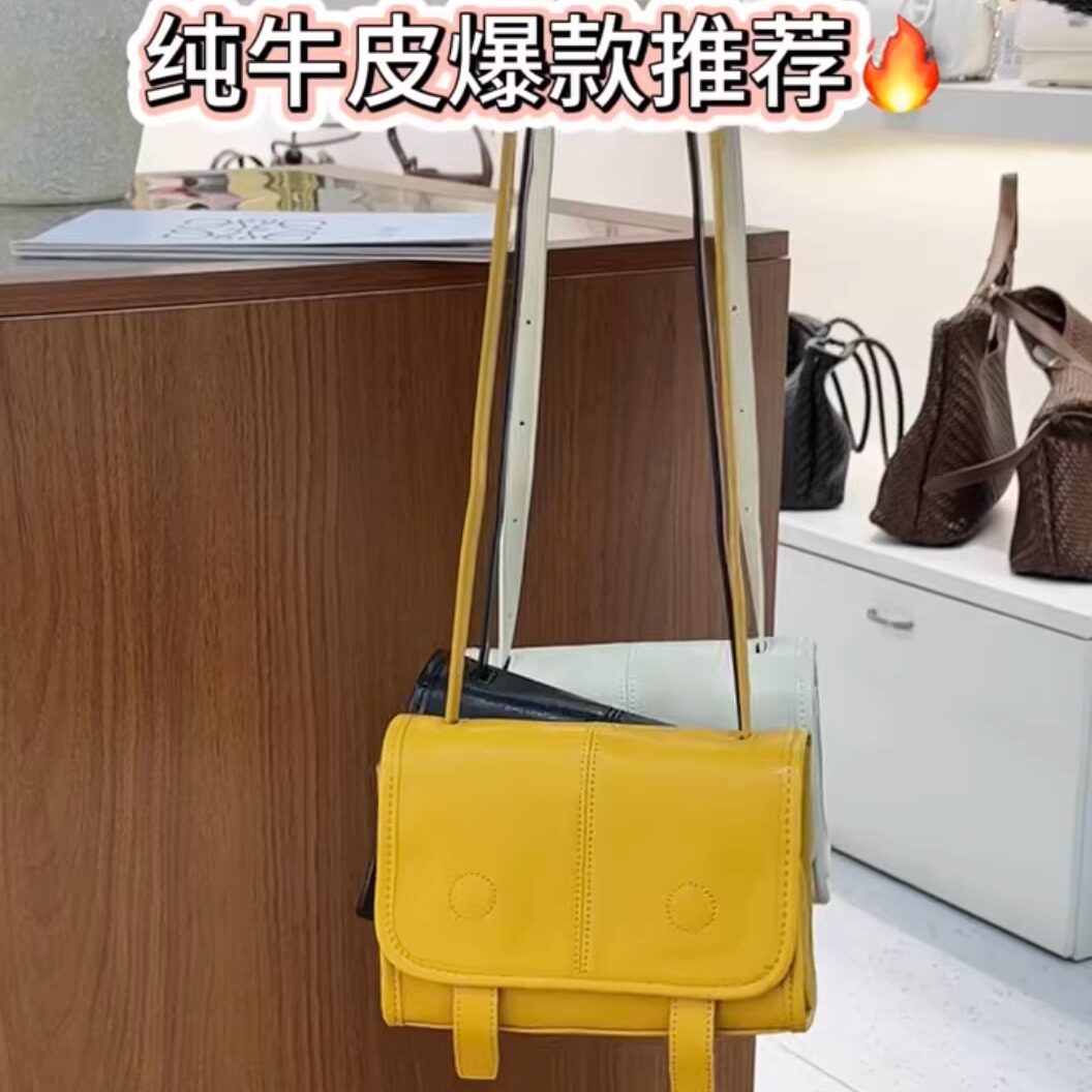高级感女包植鞣牛皮软皮单肩包2026春夏休闲斜挎包英伦风邮差包