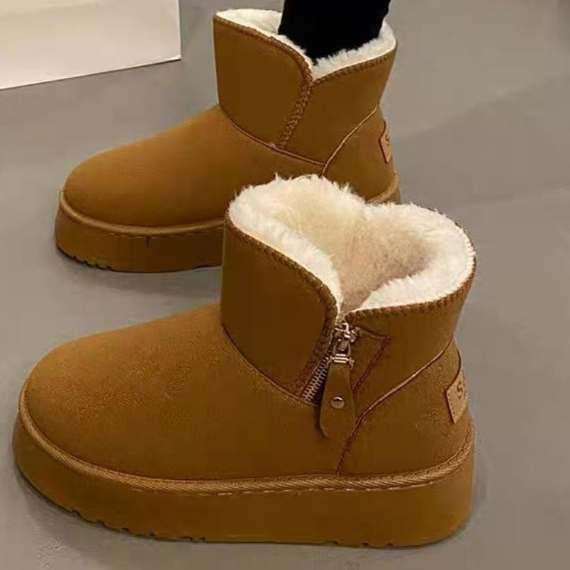 棉鞋新款靴女2026厚底皮毛冬季一体保暖加绒加厚雪地防滑