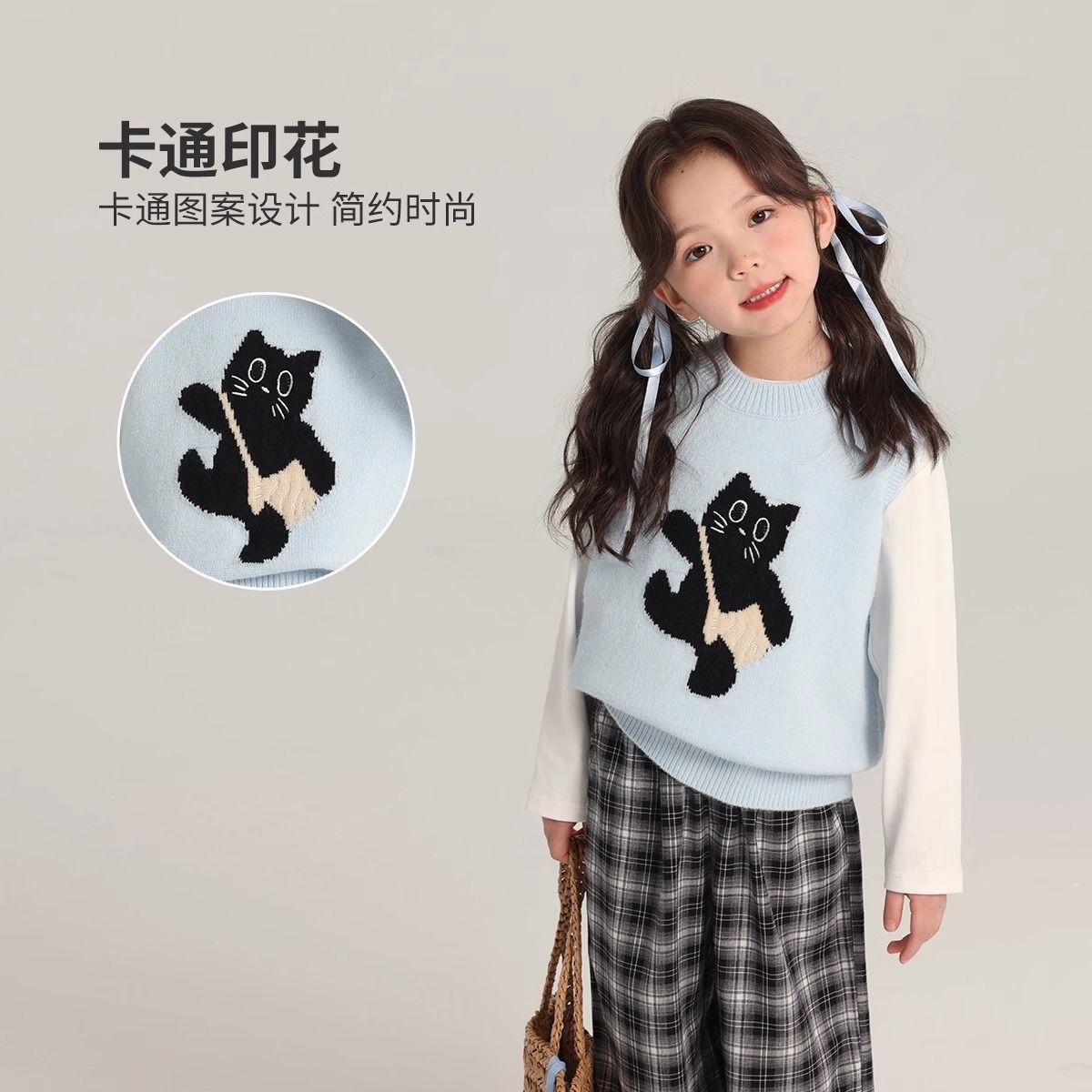 女童卡通百搭针织马甲春装新款潮