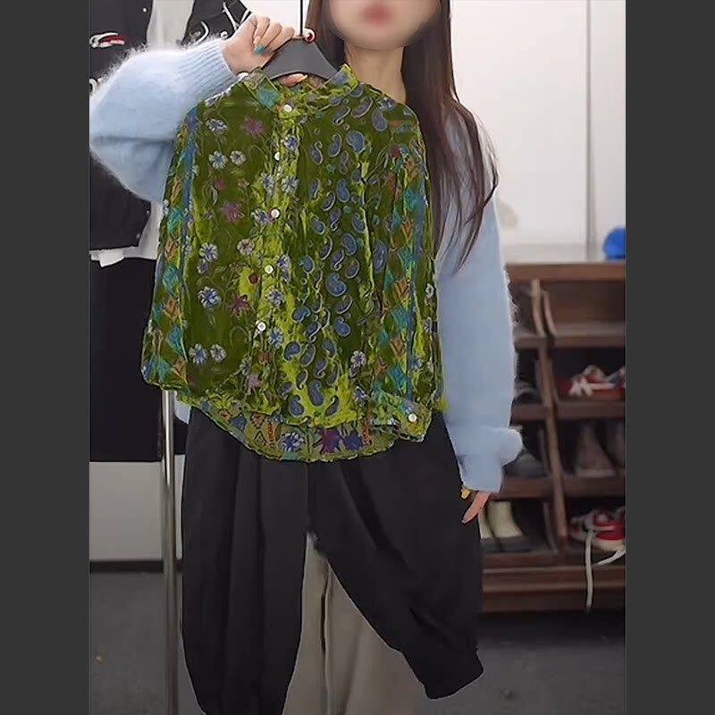 复古春季新款2026新中式儿童花衬衫男童国风两件套休闲灯笼裤套装
