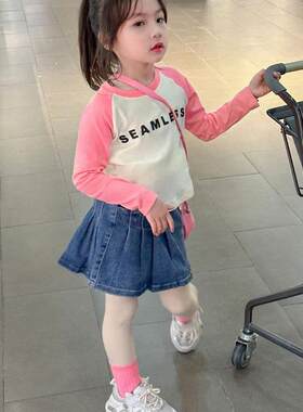 春装T恤字母印花洋气小女孩打底