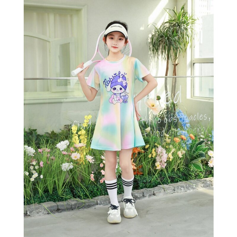女童时尚网球服连衣裙2026夏季新款卡通高级薄款速干裙子中大童装