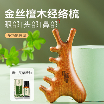 叶梳匠金丝檀木梳脸部经络梳头部头皮按摩梳精油头疗疏通经络神器