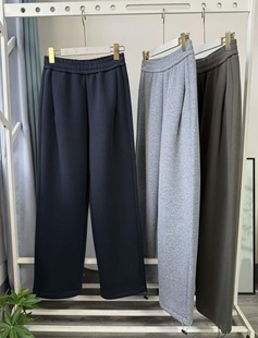 卫裤 女款 高克重桑蚕丝羽绒纱松紧腰加厚两穿束脚休闲裤