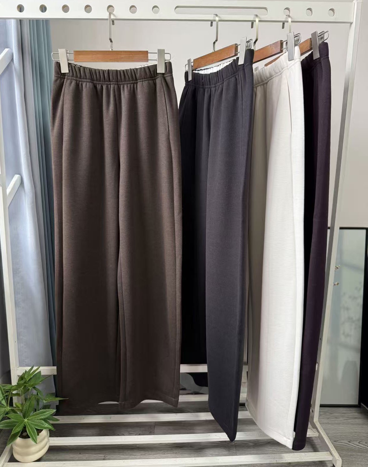 女裤 秋冬款山羊绒蚕丝混纺垂坠高腰直筒休闲裤香蕉裤