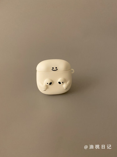 油桃日记白色硅胶立体耳机套