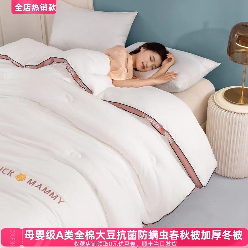 高档全棉刺绣立体大豆纤维被子抗菌防螨冬被春秋被棉被加厚保暖被,床上用品,棉花被,淘宝优惠券,粉丝福利购,淘宝优惠卷