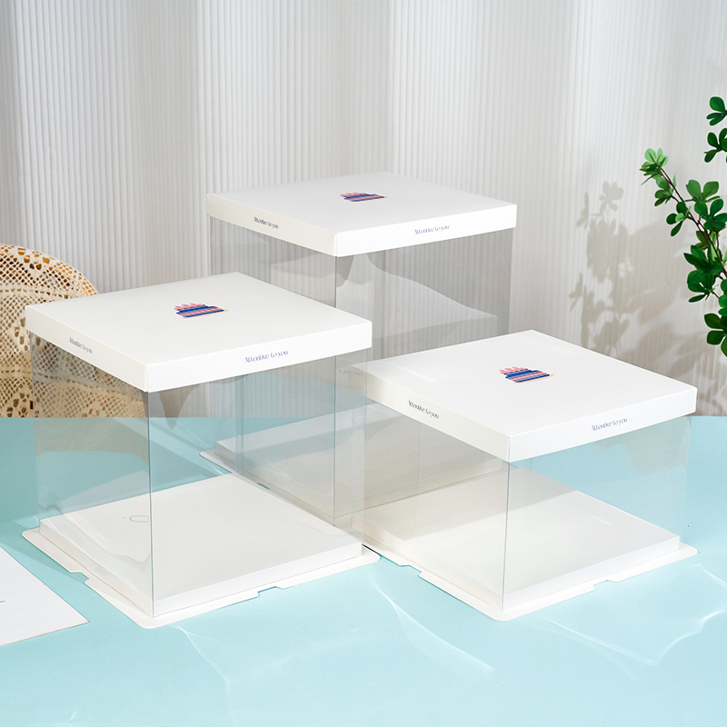 2026新款透明生日蛋糕盒6六8八10寸双层方形网红烘焙包装盒子定制