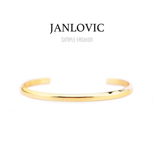 JANLOVIC詹洛维克时尚简约钛钢不锈钢开口幸运好运情侣手镯男女