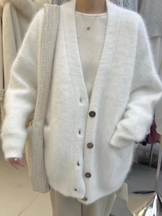 保暖2287 慵懒风设计感小众单排扣长袖 RIN秋冬百搭针织衫 外套韩版