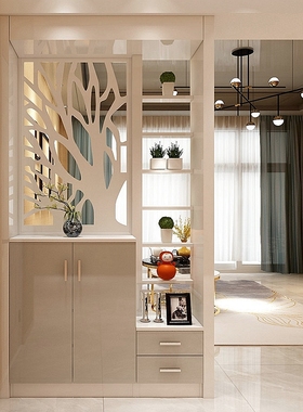 现代玄关隔断柜客厅装饰柜进门玄关柜鞋柜白色烤漆门厅装饰屏风柜