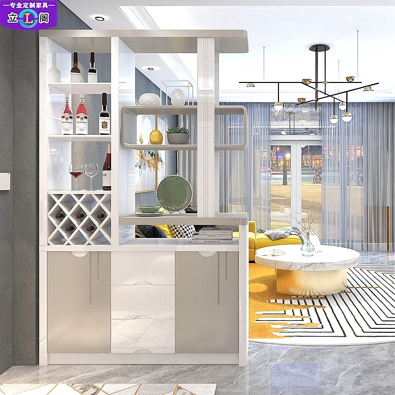 北欧入户玄关隔断柜门厅装饰储物柜现代简约双面隔断屏风酒柜定制_虎窝淘