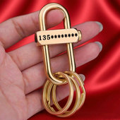 黄铜鲁班锁男士 创意锁匙扣 钥匙扣纯铜手工挂扣圈潮男汽车腰挂个性