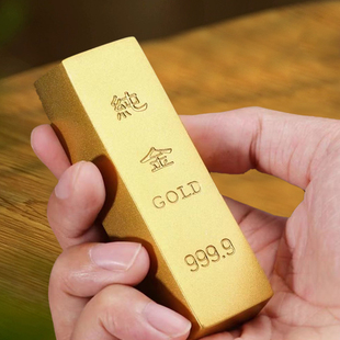 饰家居玄关聚招财摆件道具 纯黄铜金条仿真中国黄金桌面客厅旺宅装