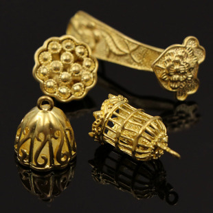 纯黄铜小鸟笼吊坠DIY配件镂空莲蓬立体镂饰挂件串珠钥匙扣项手链