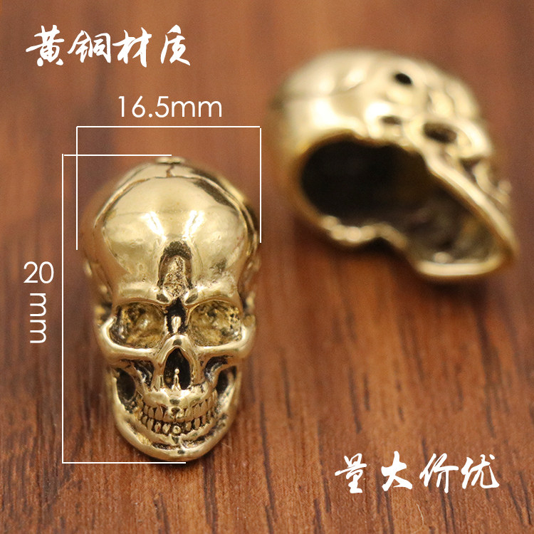 黄铜骷髅头个性刀吊坠三通骷髅吊坠手串佛头DIY手工皮具配件礼品
