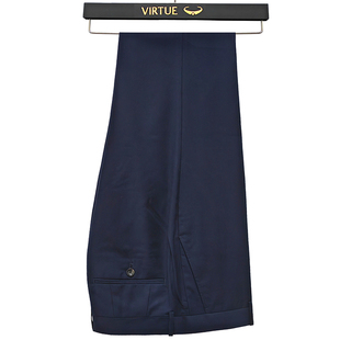 富绅秋冬垂感西裤深蓝色中青年直筒商务休闲男士西服裤微弹男西裤