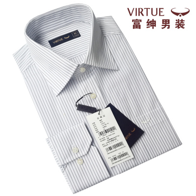 富绅商务正装细条纹男士长袖衬衫