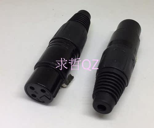 HZ136BG(黑色)抗氧化 3芯卡农母插头麦克风话筒卡侬 内孔
