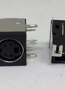 S端子插座 PS2端子母座 DIN端子插座 4孔4芯母座 黑色 铜壳