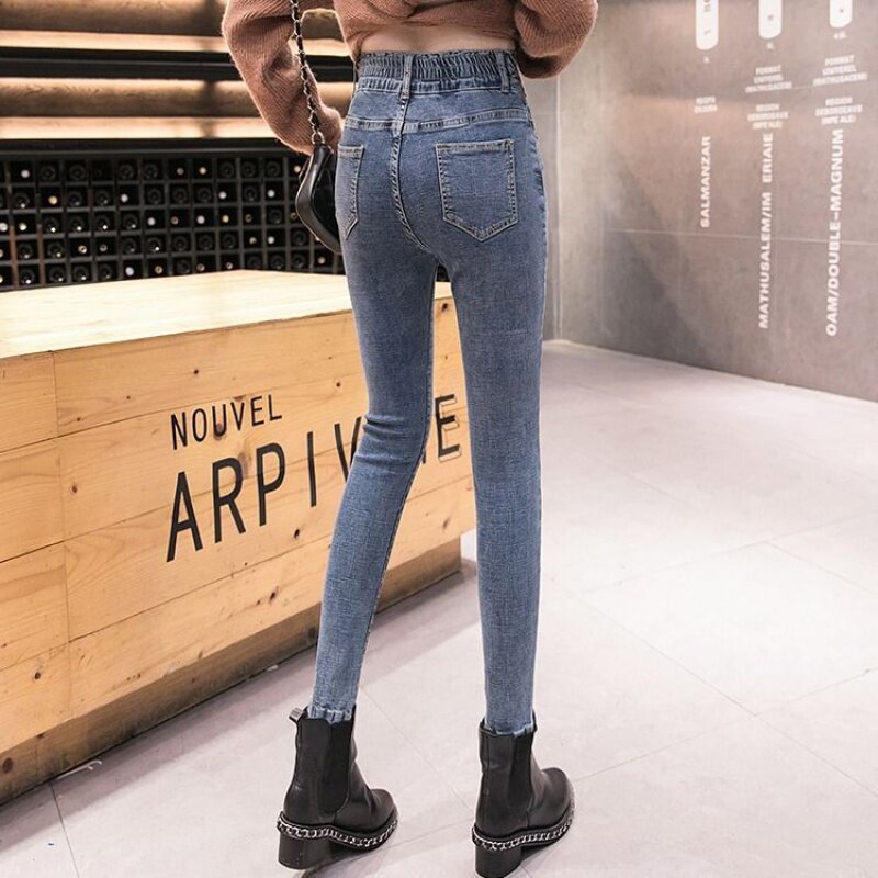 2020 new pattern Paige Jeans Autumn and winter Elastic waist Self cultivation Elastic force Korean Edition student Show thin pencil trousersin the Women's clothing/Boutique , Jeans  category - from Buy2taobao.com to provide professional Taobao agent buy service