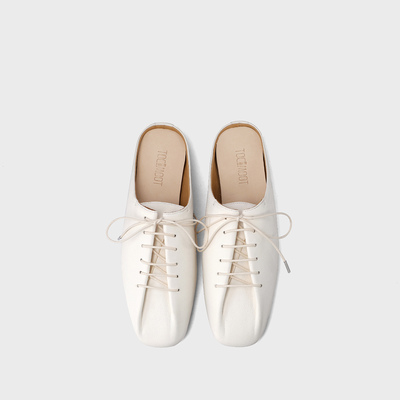 春季方头简约真皮包头半拖一脚蹬软底系带平底2025新