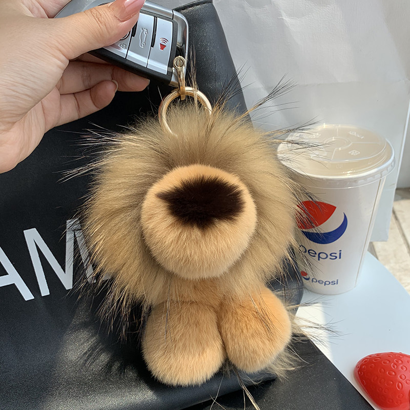真獭兔毛小狮子毛绒包包挂饰辛巴公仔玩偶可爱毛球汽车钥匙扣挂件