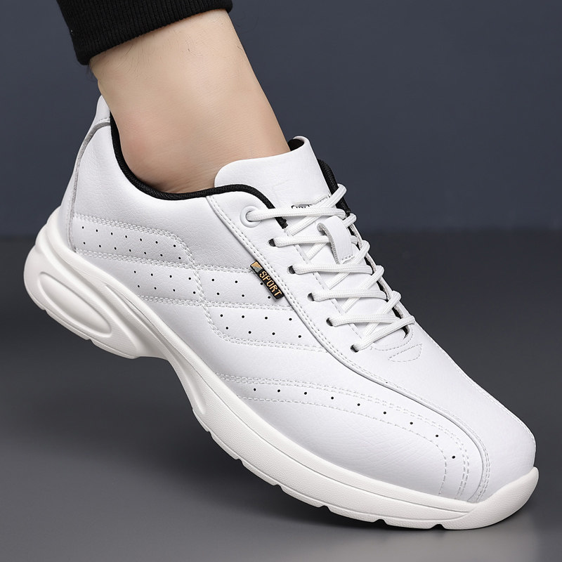 皮鞋男2025秋季新款户外真皮休闲运动鞋皮面防滑防水旅游鞋小白鞋