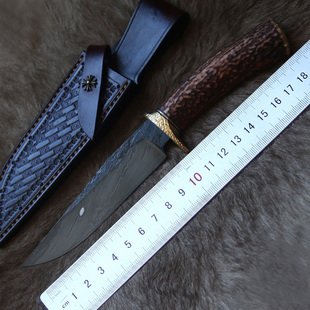 刃物作纯手工锻造青纸钢白纸钢大马士革户外刀猎刀露营野营吃肉刀