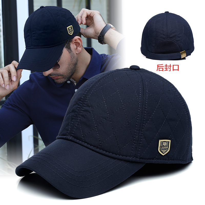 冬季后封口棒球帽男士大头围户外经典护头全包围胖光头加大码格子