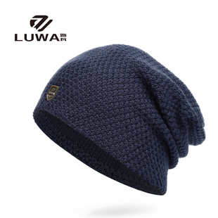 秋冬季加深毛线帽子男士包头棉线编织帽加厚护耳冬天保暖针织帽潮