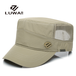 路瓦男士夏季帽子加大码青中年简约平顶帽夏天薄款透气遮阳防晒帽