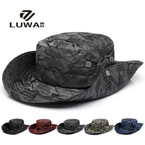 ins潮牌迷彩渔夫帽子男女沙滩海边盆帽速干太阳帽折叠奔尼帽防晒