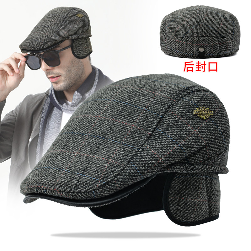 鸭舌帽中老年人帽子男护耳护脖