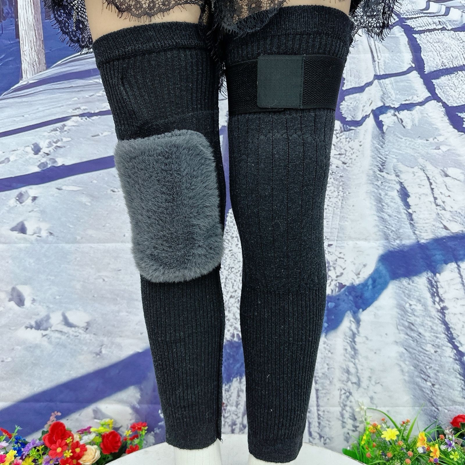 羊绒绑带护膝盖套保暖老寒腿男女漆关节运动防滑老人防寒秋冬加厚