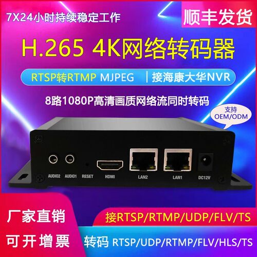 适用于8路视频转码器rtsp转rtmp flv ts udp监控视频直播推流