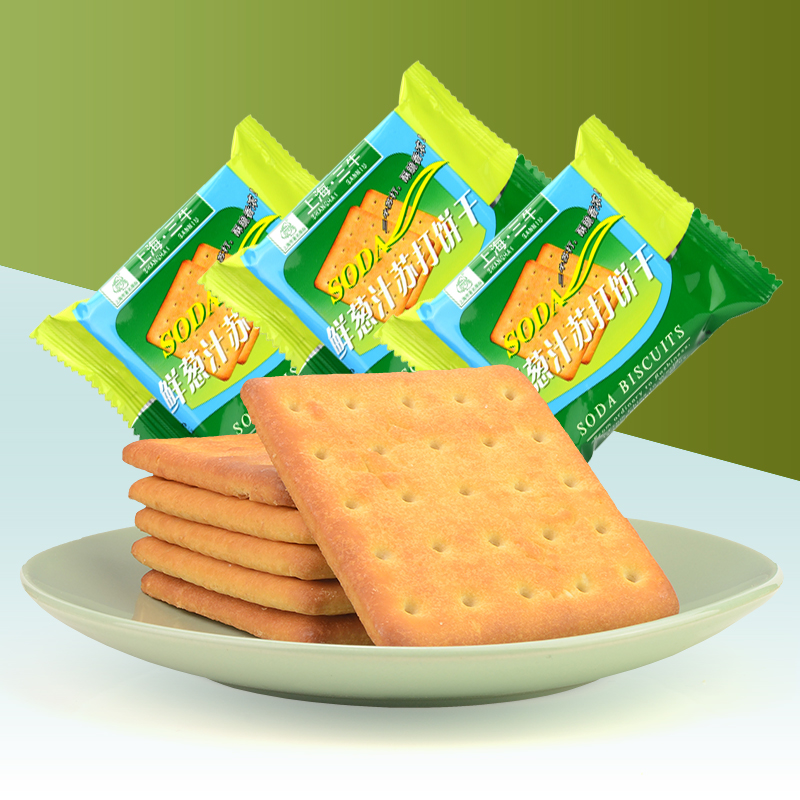 上海三牛饼干鲜葱汁咸味苏打饼干办公室休闲早餐特产零食小吃点心