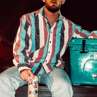 Men Beach Hawaiian Shirt Tropical long Sleeve tops长袖衬衫男