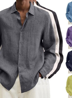 Plus Size 5XL Shirt Shirts Clothes For Men linen Autumn mens