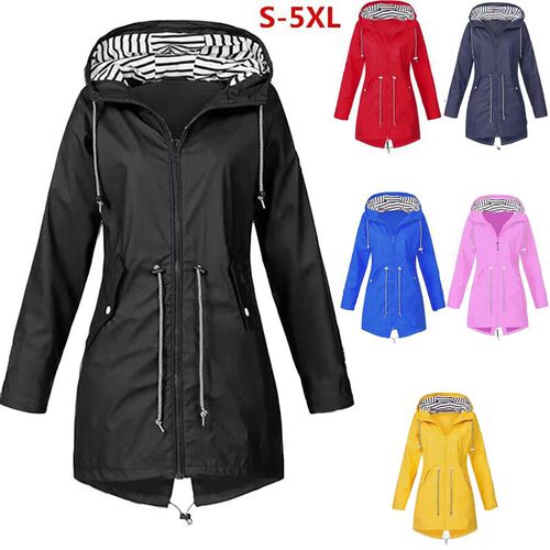 女长款冲锋衣户外连帽登山服外套