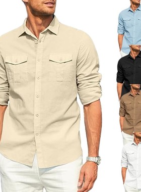 Men autumn long sleeve blouse man cotton shirt男白色长袖衬衣