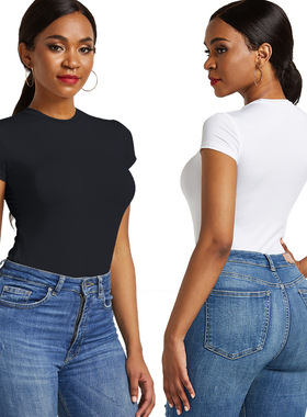 2025 summer tops women bodysuits undershirts 短袖连体打底衣