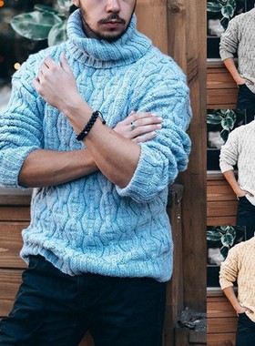 New men winter turtleneck sweater man warm pullover knitwear