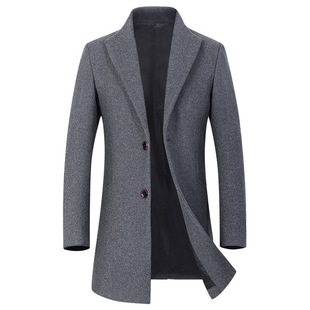 Wool Korean Long Lapel overcoats Coat Men Trench Winter Slim