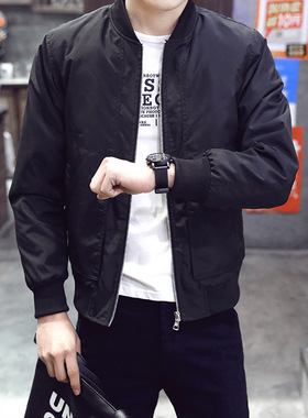 2019 Spring Autumn Solid Slim Bomber Jacket Men Overcoat外套