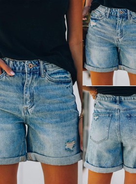 Women Casual Summer Ripped Denim pants ladies Jean Shorts 女
