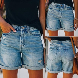 Ripped Denim Shorts Casual 女 Jean Summer ladies Women pants