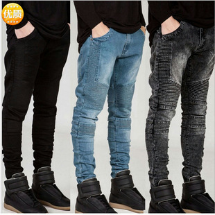 Men Skinny biker Jeans Male Pants Slim Fit Trousers 牛仔裤男
