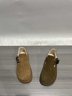 头层牛皮真皮圆头平底加绒保暖勃肯女雪地短靴 断码 2025冬新款 特价